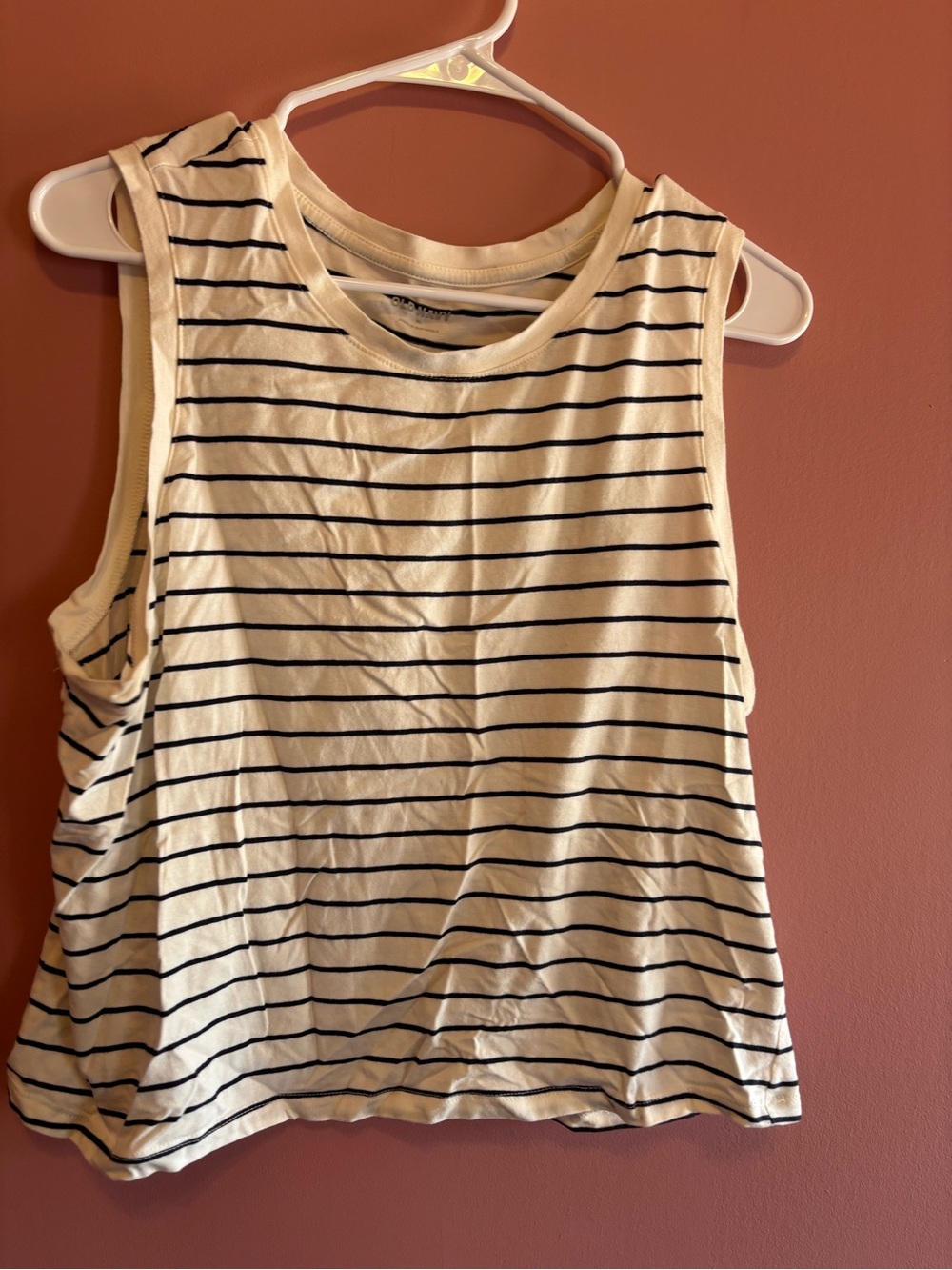 Old Navy Cream & Black Striped Tank Top